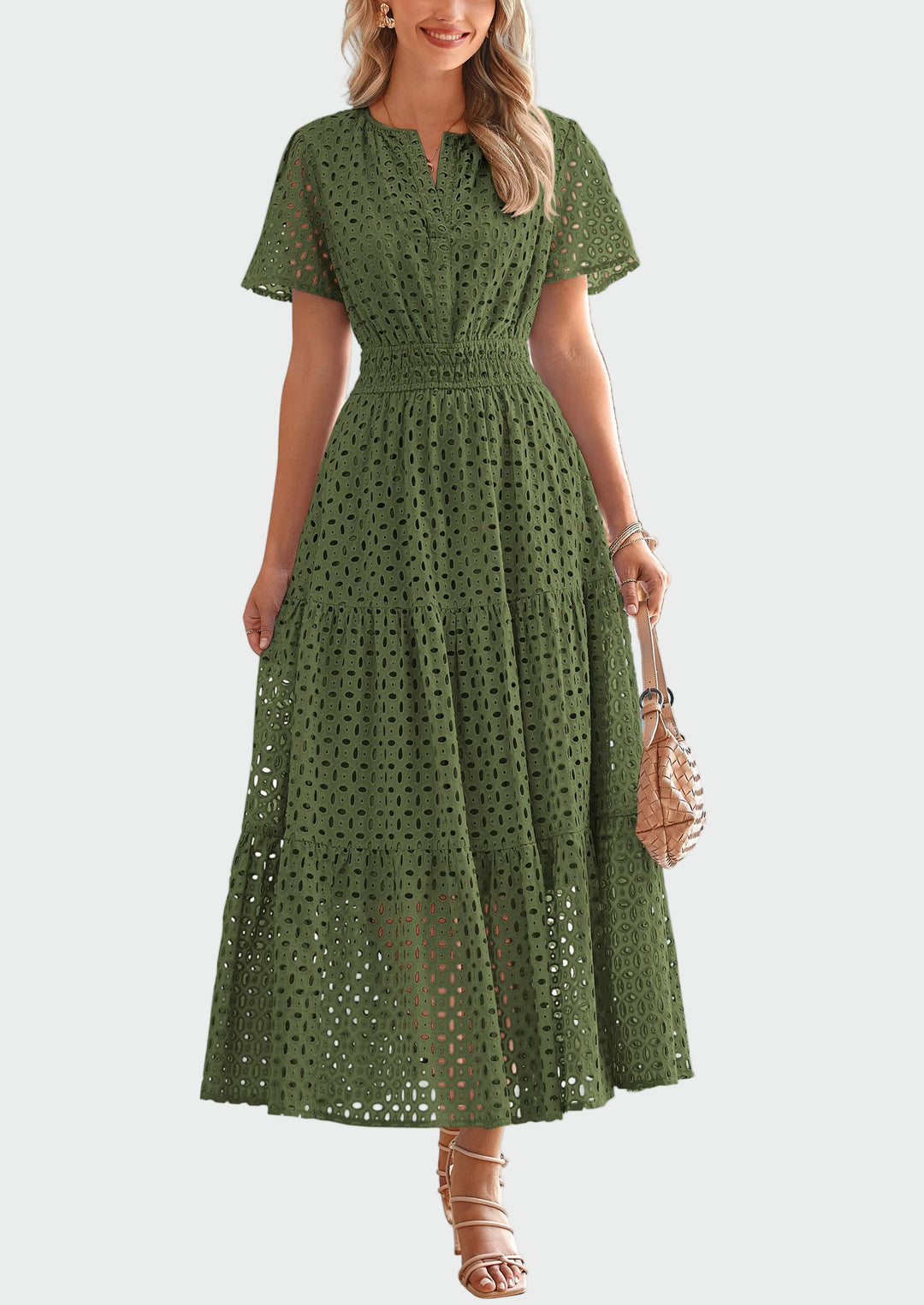 Καλοκαιρινό φόρεμα με κεντήματα αζούρ