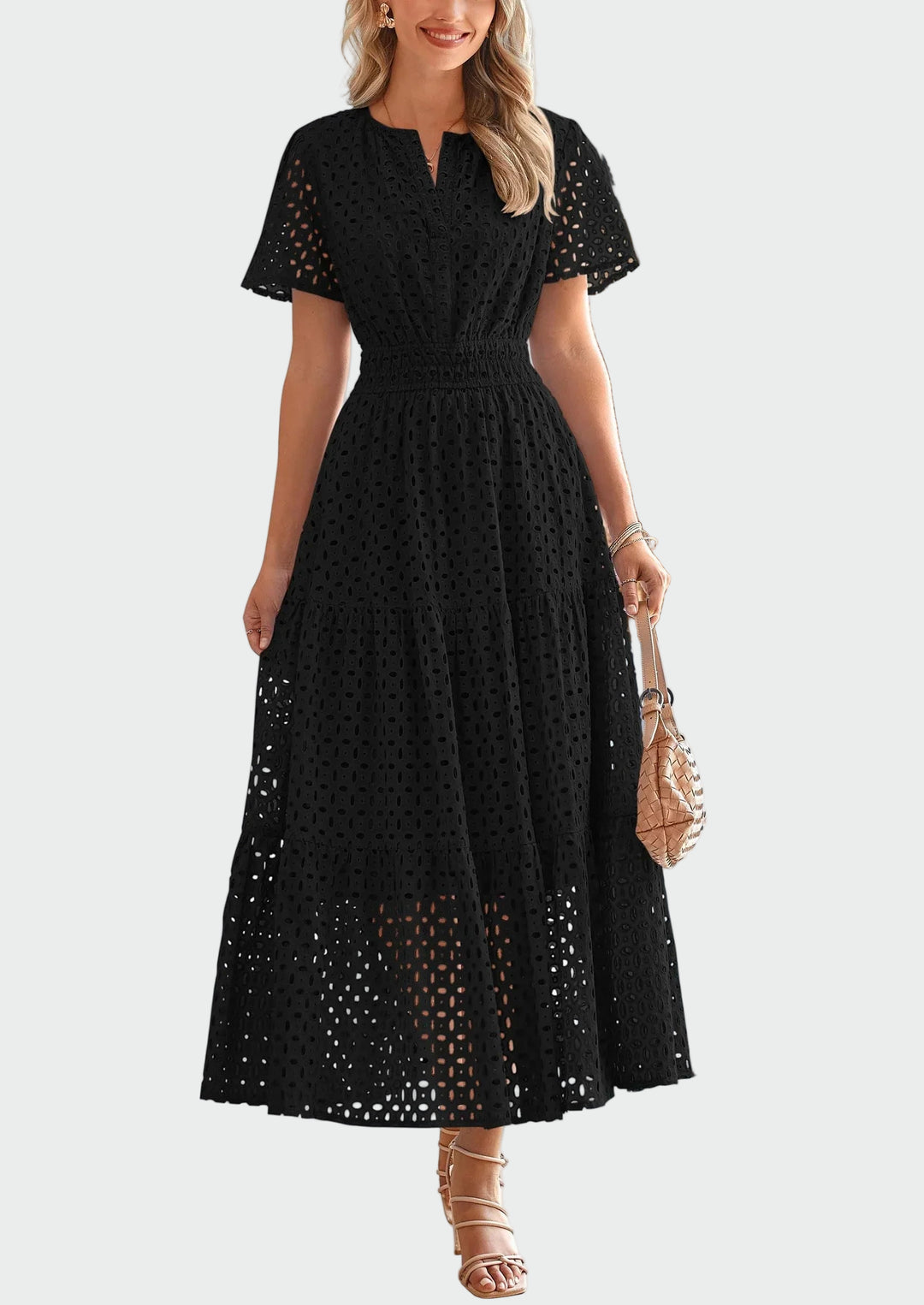 Καλοκαιρινό φόρεμα με κεντήματα αζούρ