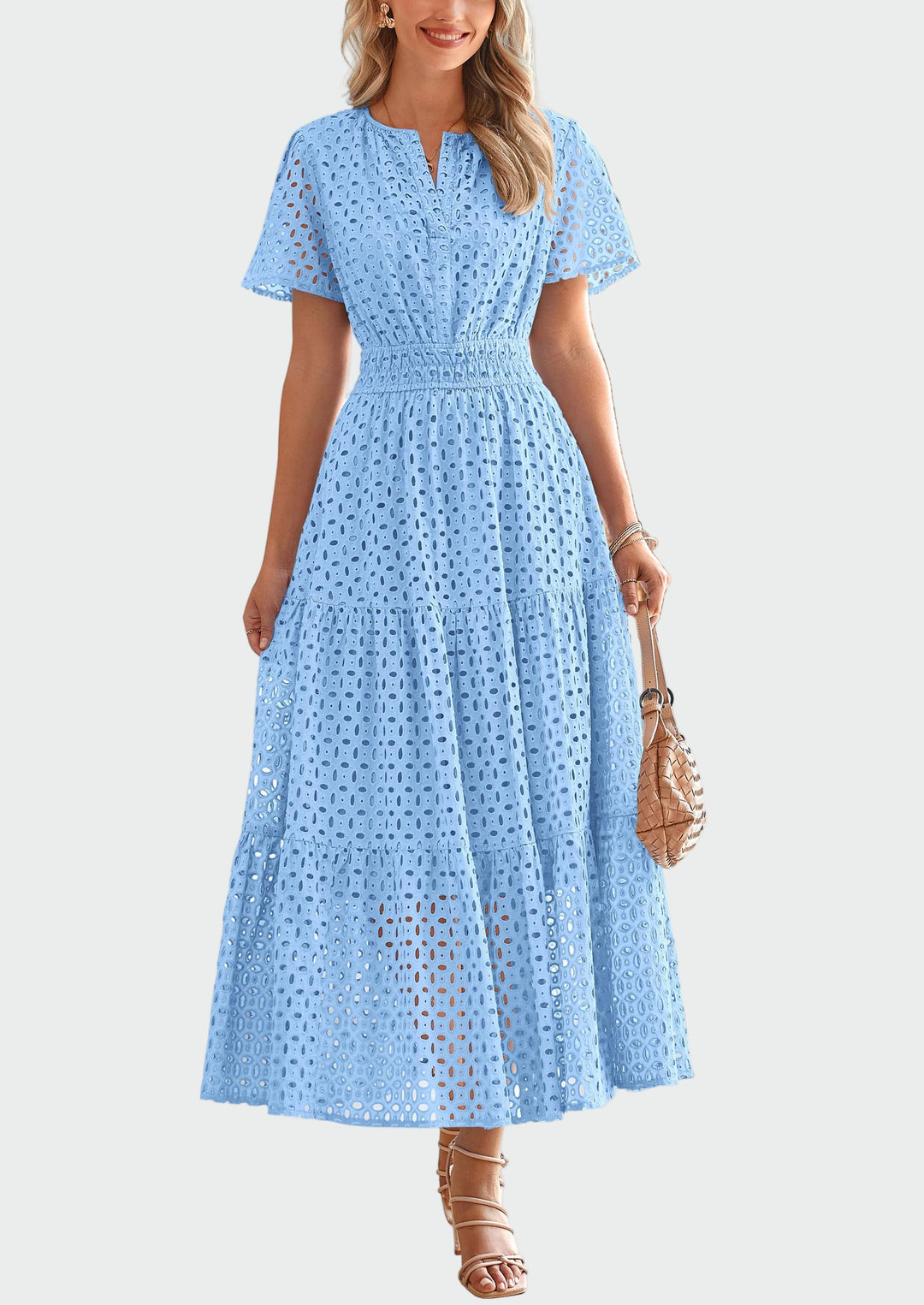 Καλοκαιρινό φόρεμα με κεντήματα αζούρ
