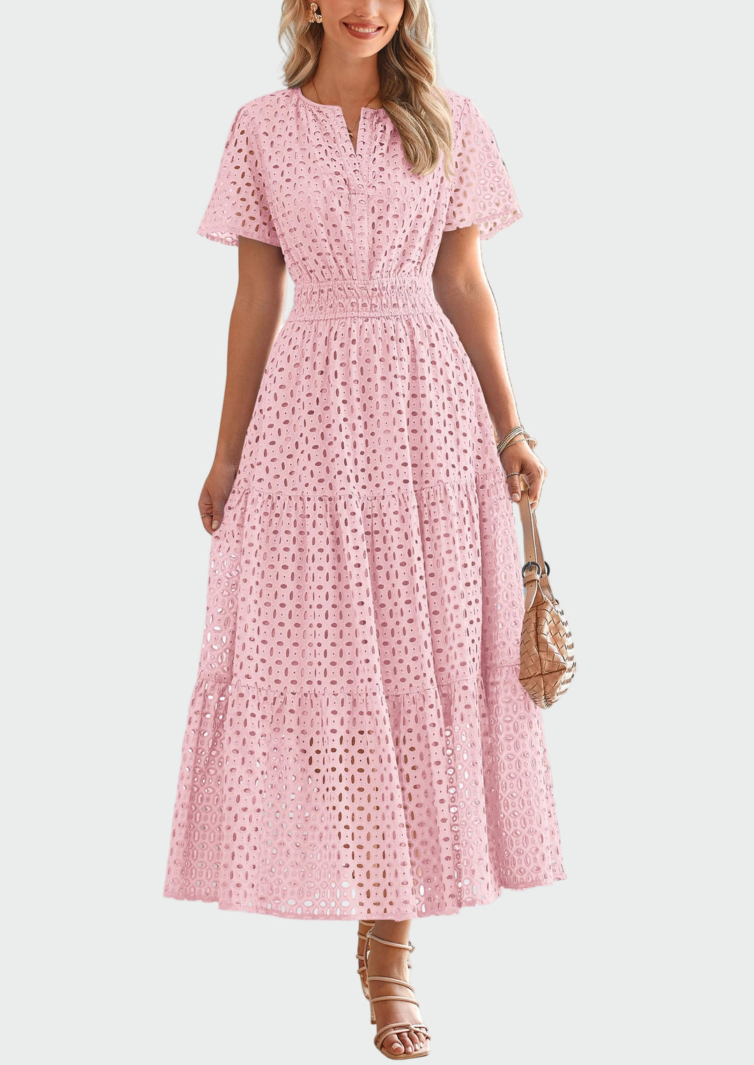 Καλοκαιρινό φόρεμα με κεντήματα αζούρ