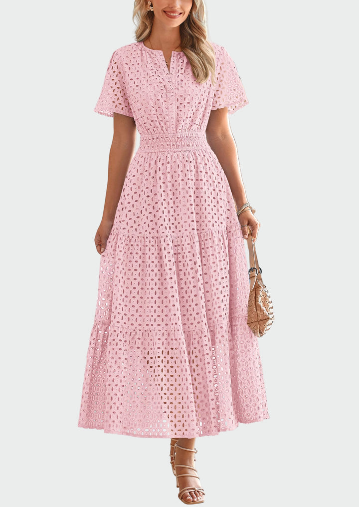 Καλοκαιρινό φόρεμα με κεντήματα αζούρ