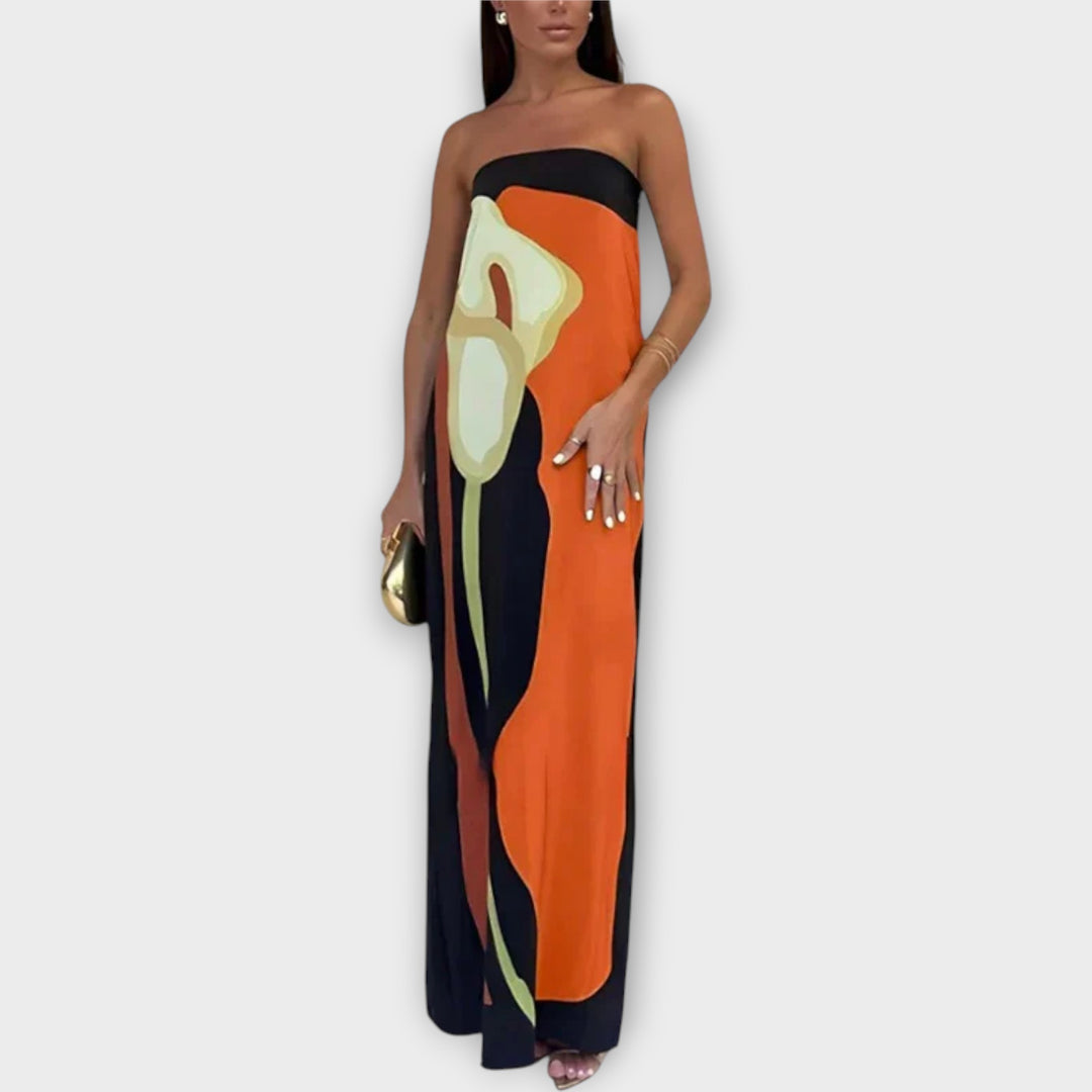 Μακρύ Strapless Φόρεμα με Minimal Σχεδιασμό