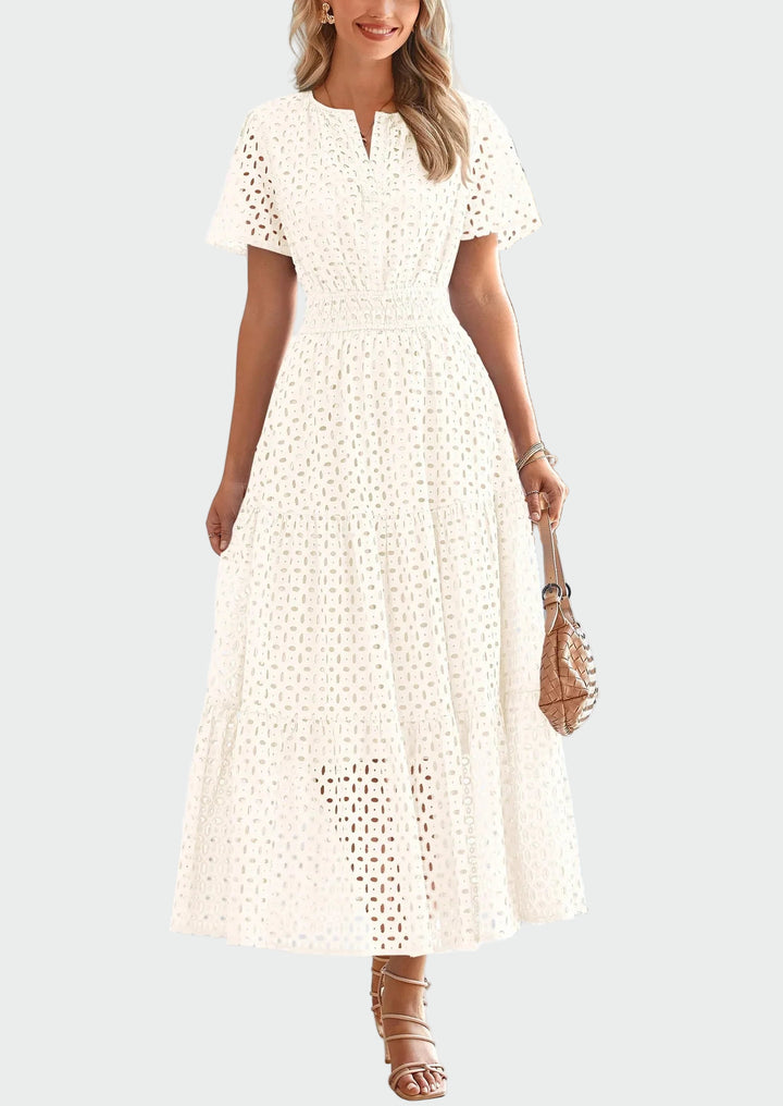 Καλοκαιρινό φόρεμα με κεντήματα αζούρ