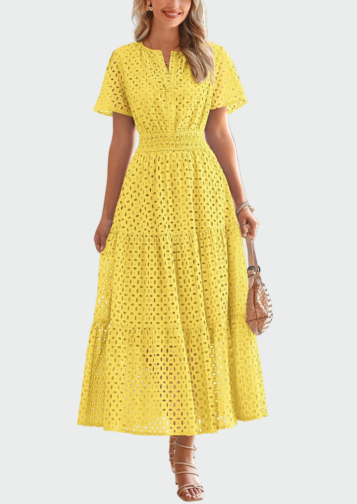 Καλοκαιρινό φόρεμα με κεντήματα αζούρ