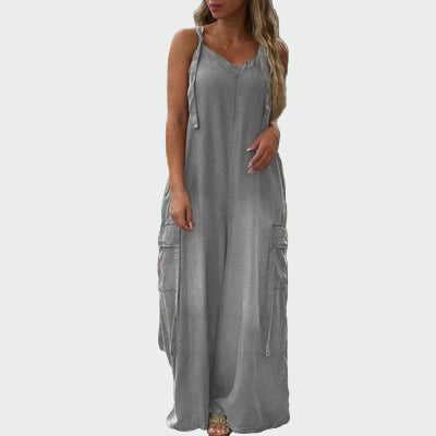 Ολόσωμη φόρμα με φαρδύ παντελόνι και τσέπες