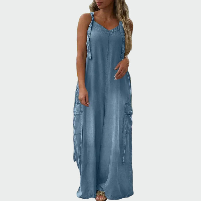 Ολόσωμη φόρμα με φαρδύ παντελόνι και τσέπες