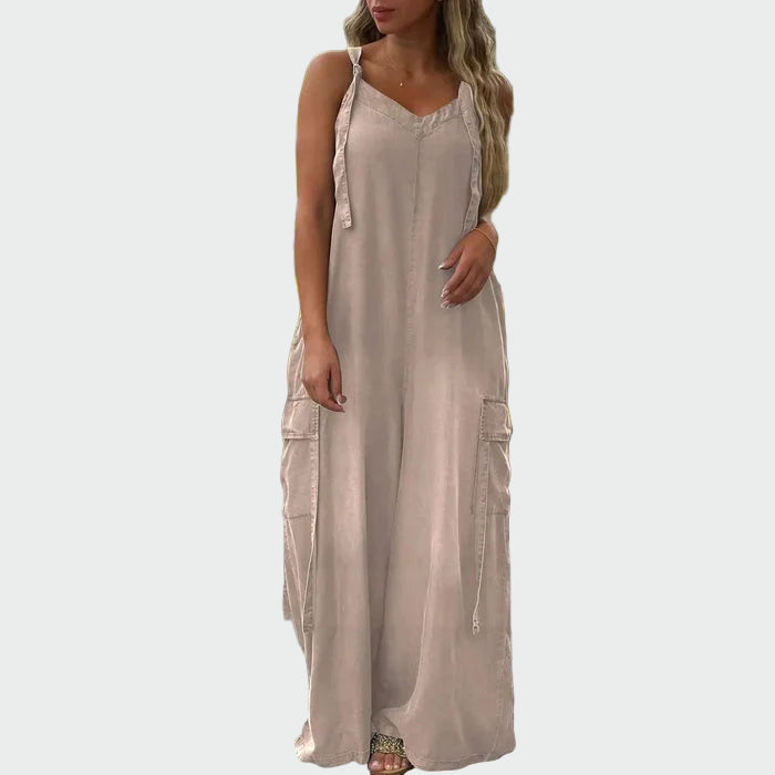 Ολόσωμη φόρμα με φαρδύ παντελόνι και τσέπες