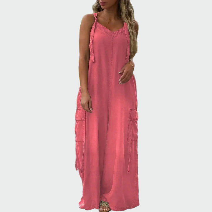 Ολόσωμη φόρμα με φαρδύ παντελόνι και τσέπες