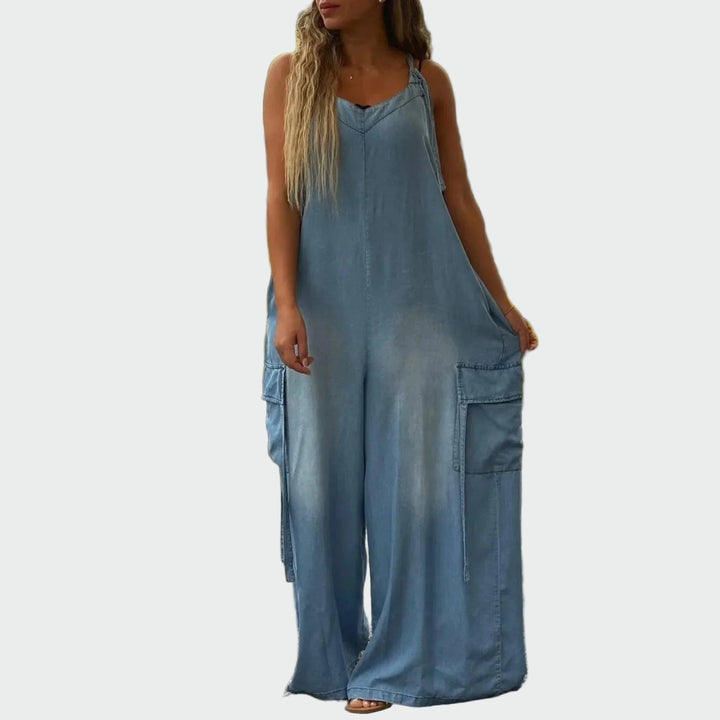 Ολόσωμη φόρμα με φαρδύ παντελόνι και τσέπες