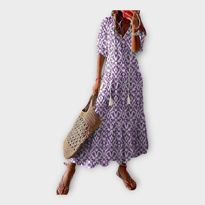 Φόρεμα Βιντάζ με Κέντημα και V Λαιμόκοψη