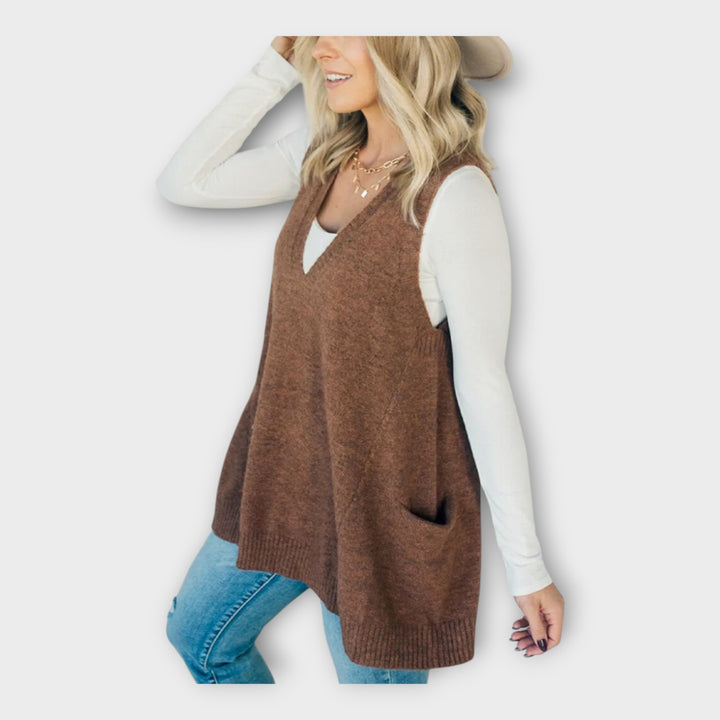 Πλεκτό Γιλέκο με Χαλαρή Εφαρμογή