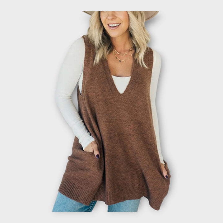 Πλεκτό Γιλέκο με Χαλαρή Εφαρμογή