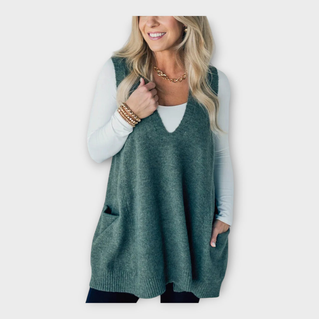 Πλεκτό Γιλέκο με Χαλαρή Εφαρμογή