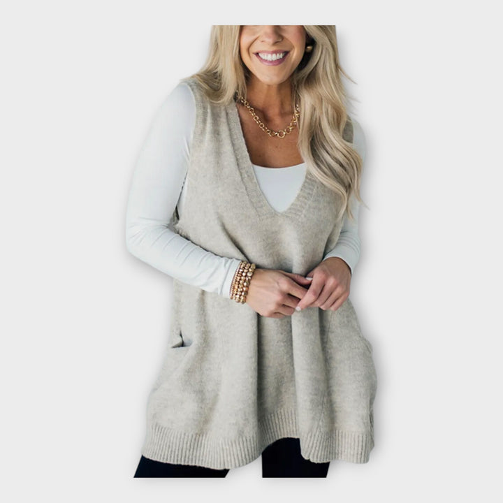 Πλεκτό Γιλέκο με Χαλαρή Εφαρμογή