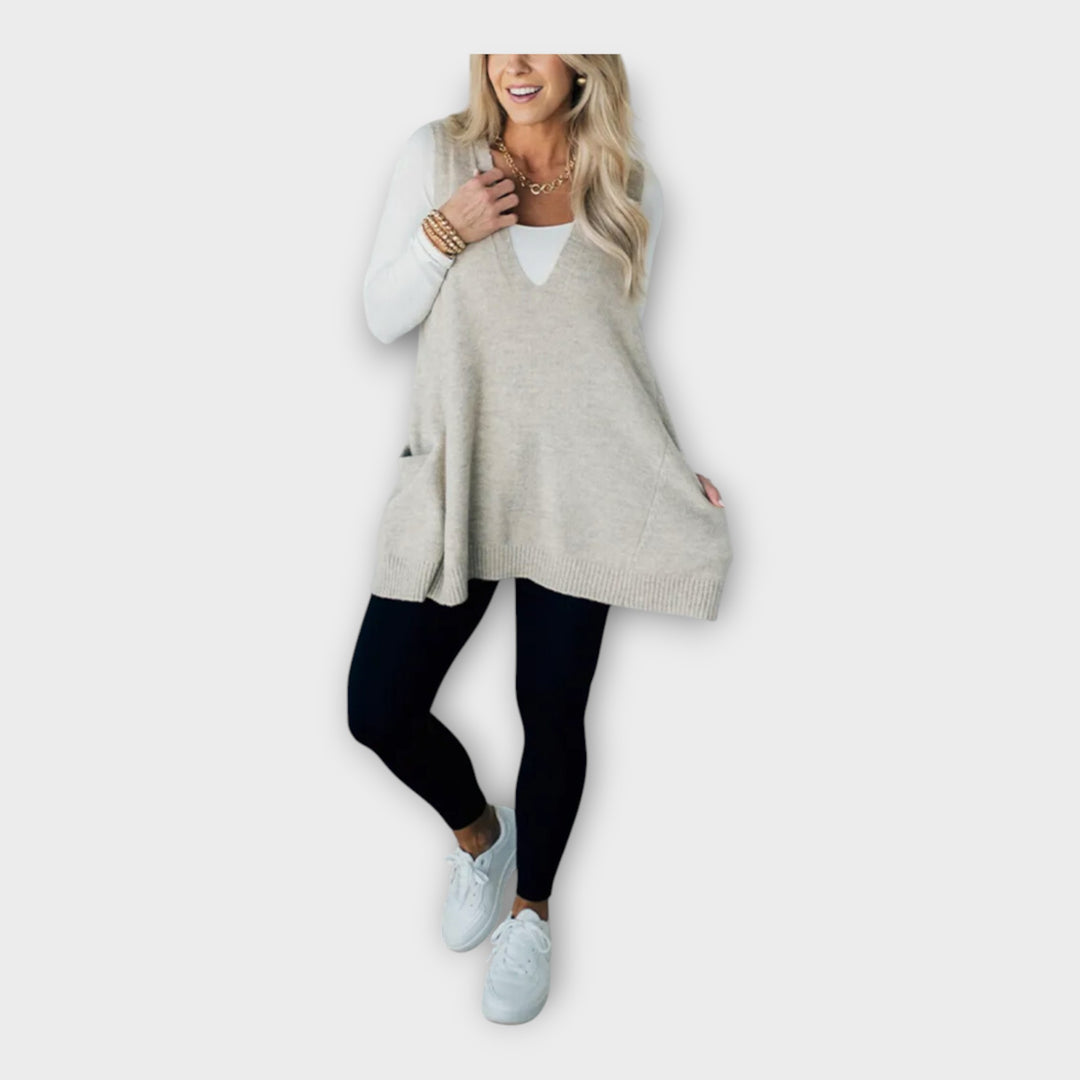 Πλεκτό Γιλέκο με Χαλαρή Εφαρμογή