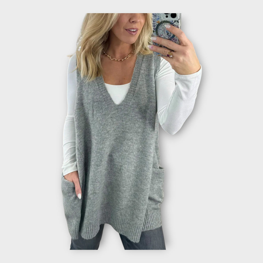 Πλεκτό Γιλέκο με Χαλαρή Εφαρμογή