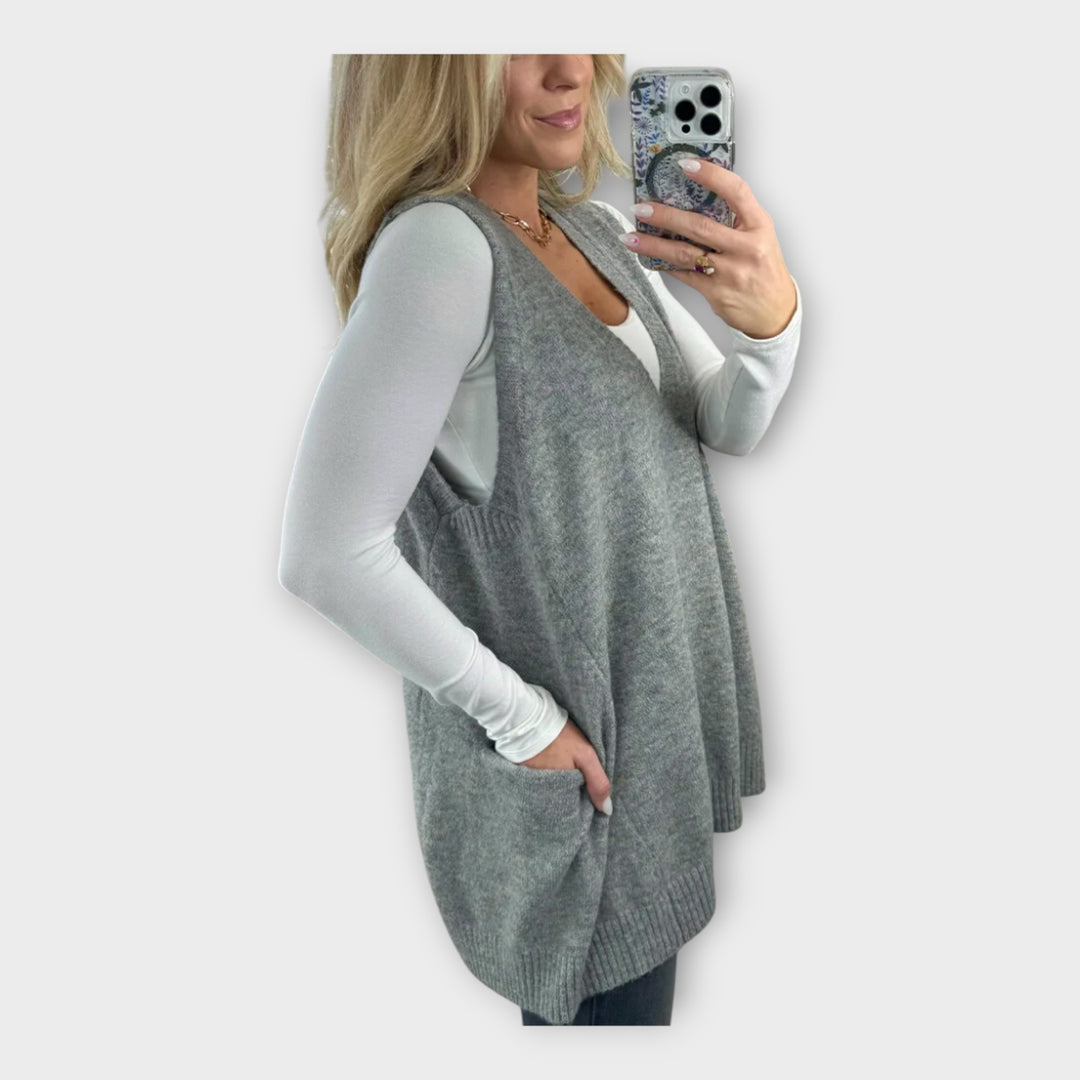 Πλεκτό Γιλέκο με Χαλαρή Εφαρμογή