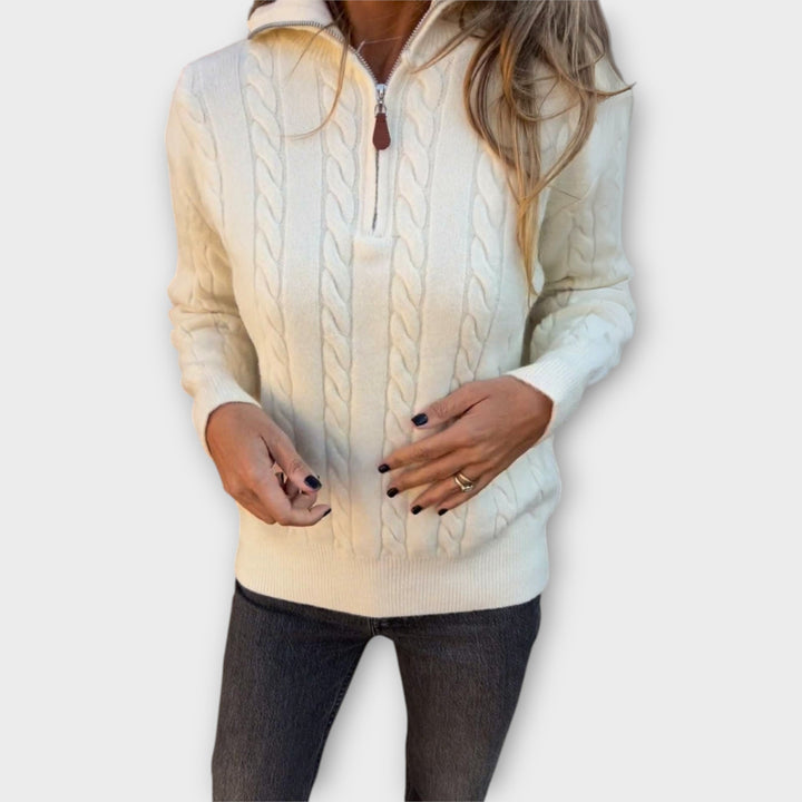 Πλεκτή Ζακέτα με Φερμουάρ και Κομψή Πλέξη