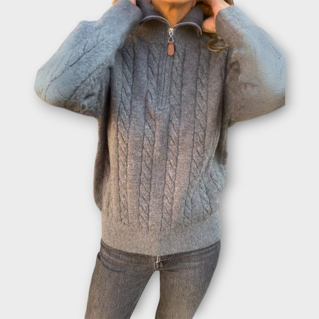 Πλεκτή Ζακέτα με Φερμουάρ και Κομψή Πλέξη