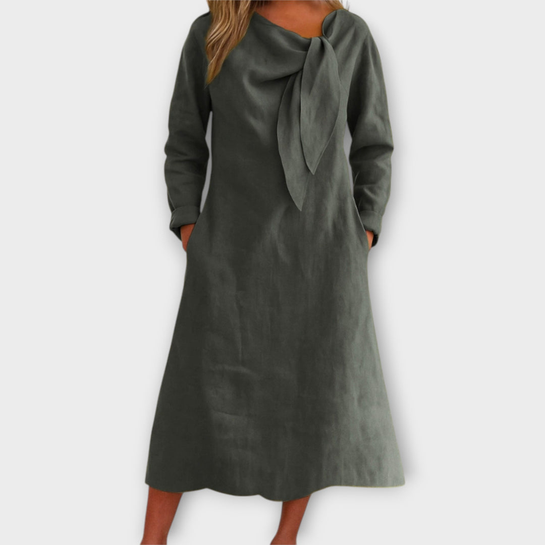 Κομψό Midi Φόρεμα με Διακοσμητικό Δέσιμο