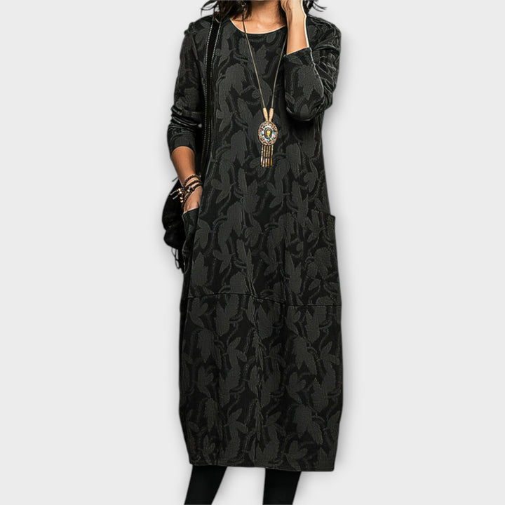 Μακρύ Φόρεμα με Τσέπες και Χαλαρή Γραμμή