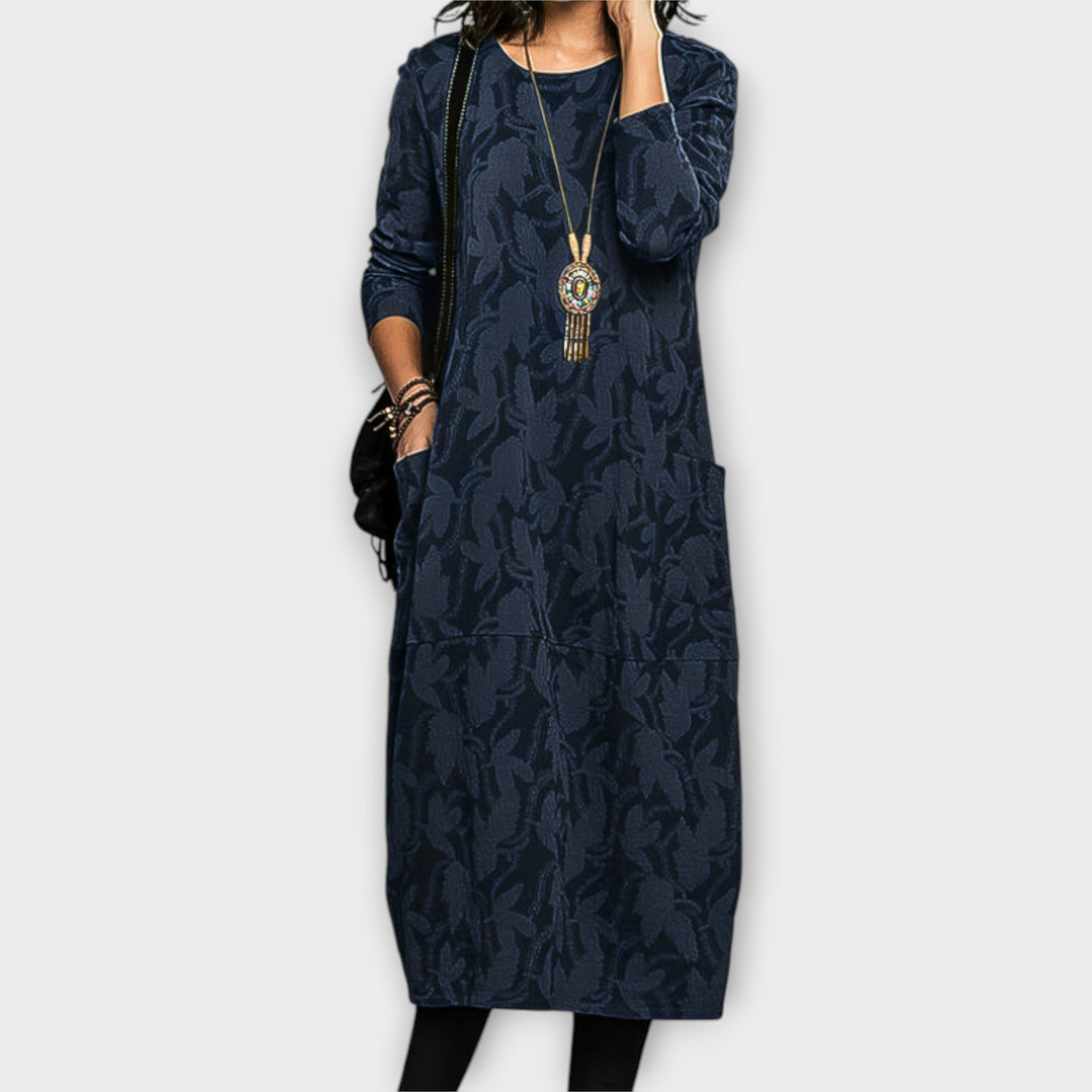 Μακρύ Φόρεμα με Τσέπες και Χαλαρή Γραμμή