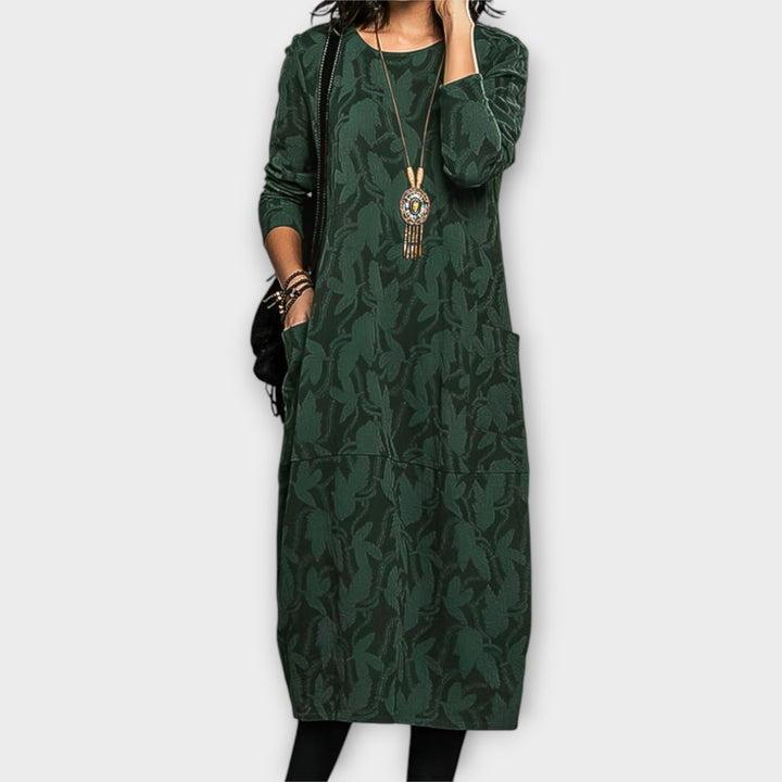 Μακρύ Φόρεμα με Τσέπες και Χαλαρή Γραμμή