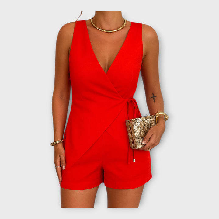 Κομψό Σορτς Σατέν με Σταυρωτό Τοπ