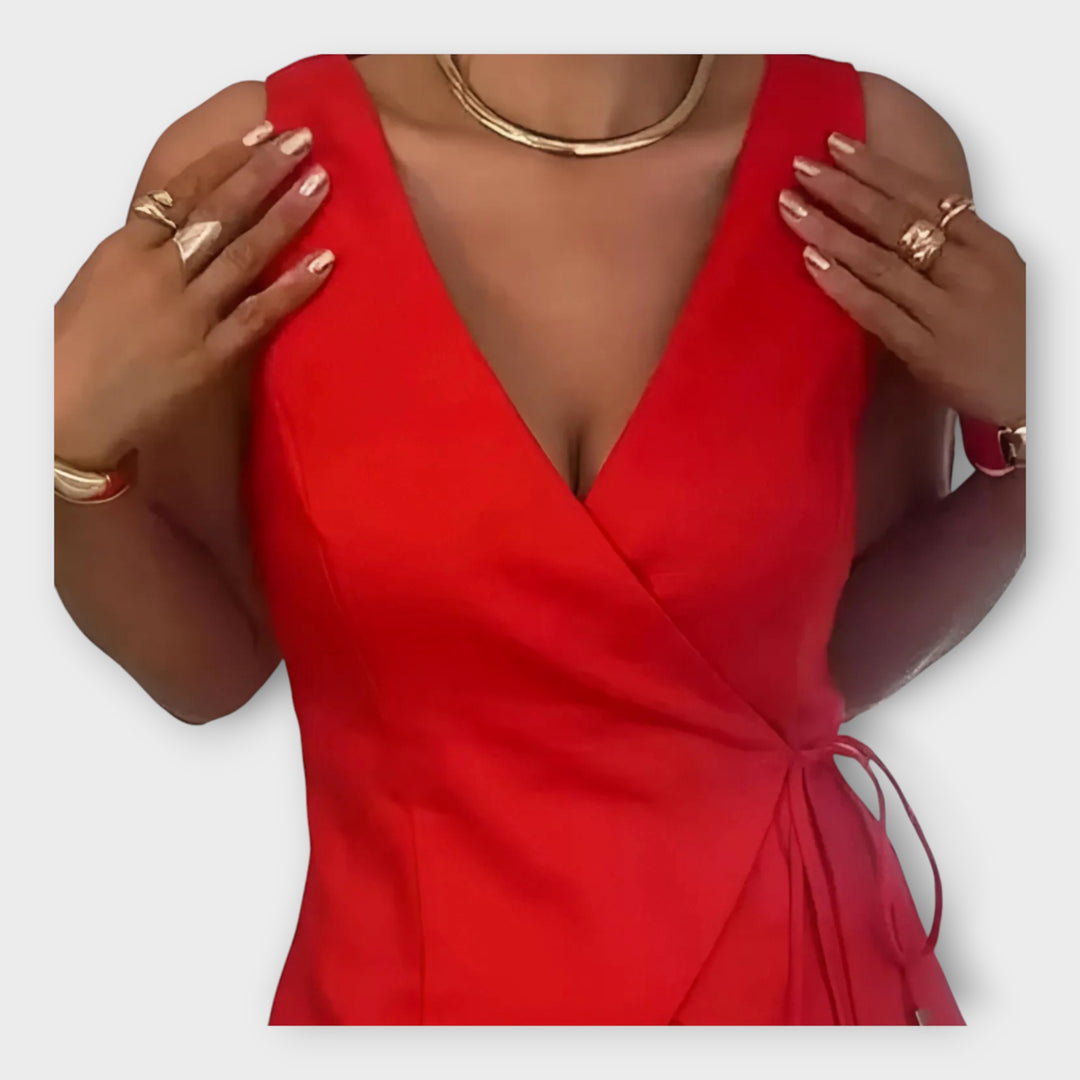 Κομψό Σορτς Σατέν με Σταυρωτό Τοπ