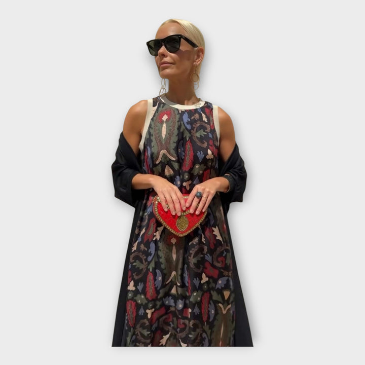 Μάξι Φόρεμα με Εκλεπτυσμένα Μοτίβα