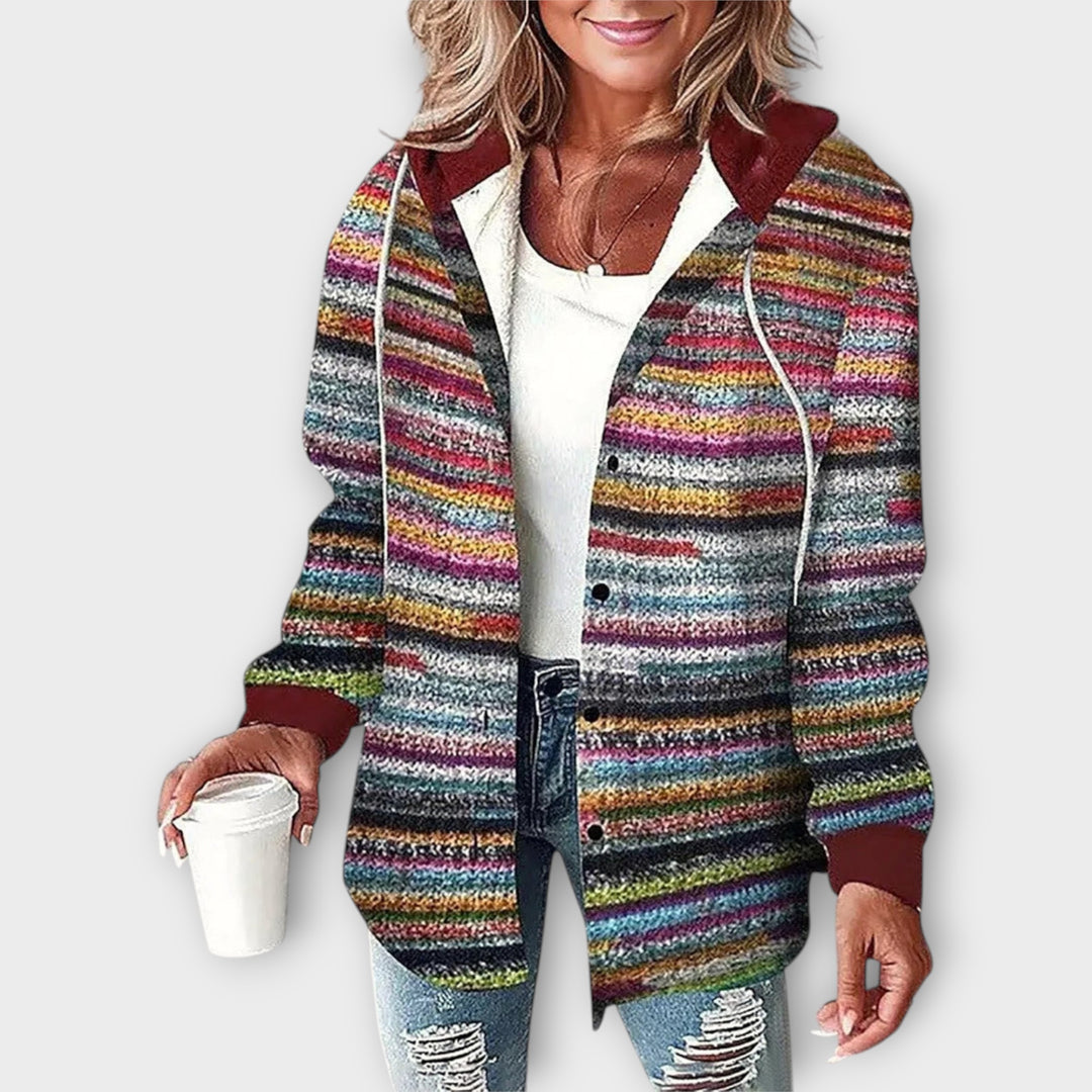 Ζακέτα με Σχέδιο και Κομψή Χαλαρή Γραμμή