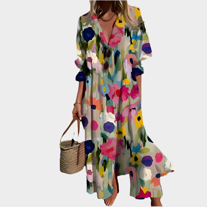 Αέρινο Φόρεμα Boho με Πουφ Μανίκια
