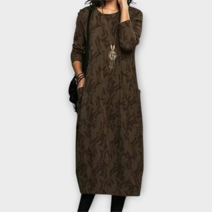 Μακρύ Φόρεμα με Τσέπες και Χαλαρή Γραμμή