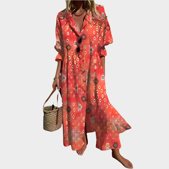Αέρινο Φόρεμα Boho με Πουφ Μανίκια