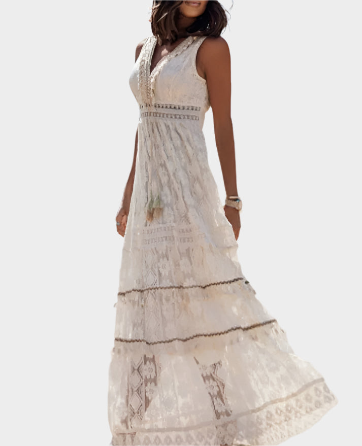 Ρετρό Φόρεμα με Boho Στυλ και Δέσιμο