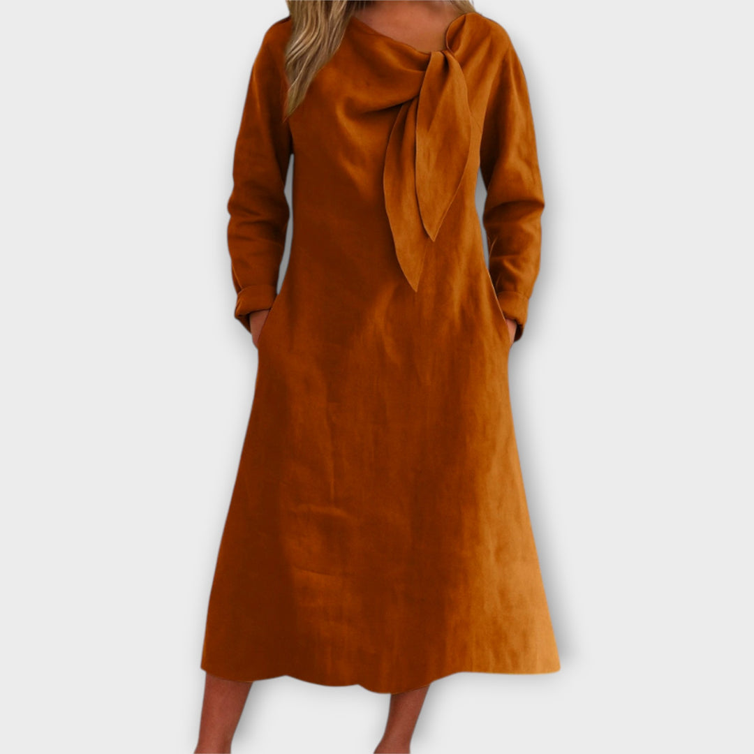 Κομψό Midi Φόρεμα με Διακοσμητικό Δέσιμο