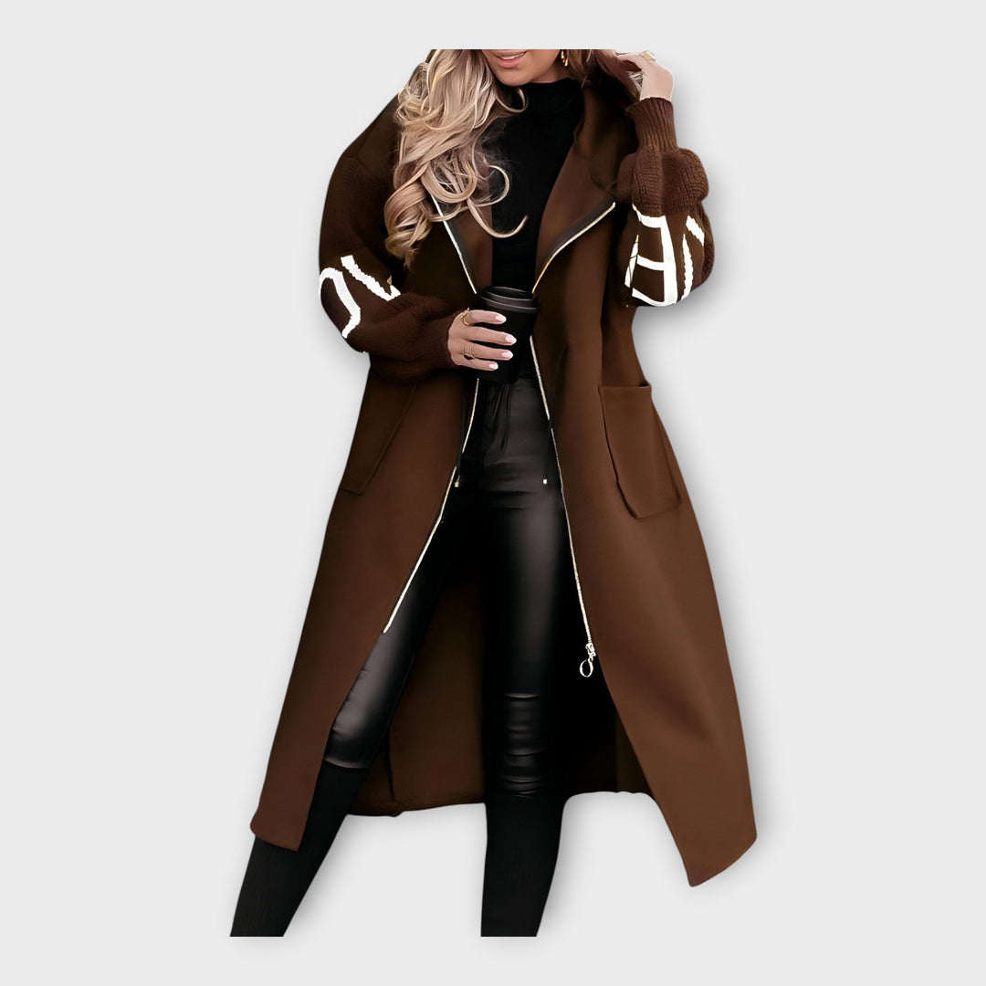 Κομψό Μακρύ Παλτό με Μοντέρνες Λεπτομέρειες