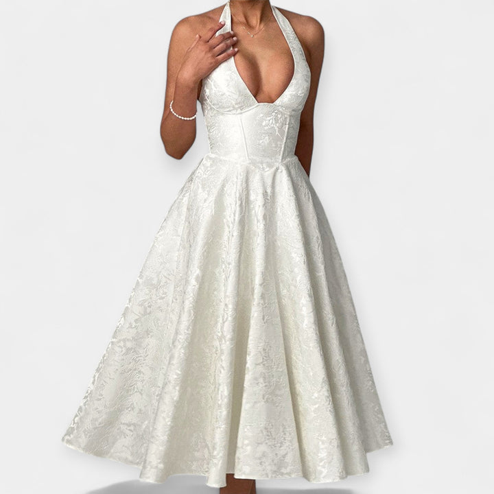 Μίντι Φόρεμα με Ανοιχτή Πλάτη και Στυλάτο Κορσέ