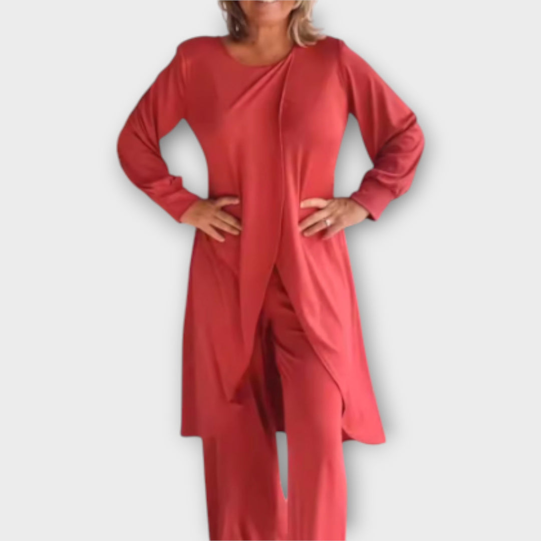 Κομψό Σετ με Ασύμμετρο Τοπ και Παντελόνα