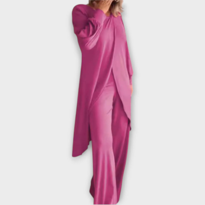 Κομψό Σετ με Ασύμμετρο Τοπ και Παντελόνα