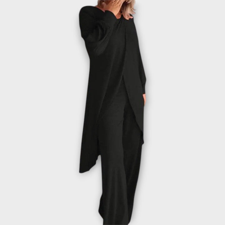 Κομψό Σετ με Ασύμμετρο Τοπ και Παντελόνα