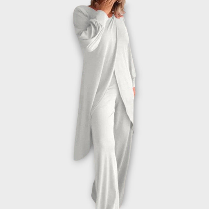 Κομψό Σετ με Ασύμμετρο Τοπ και Παντελόνα